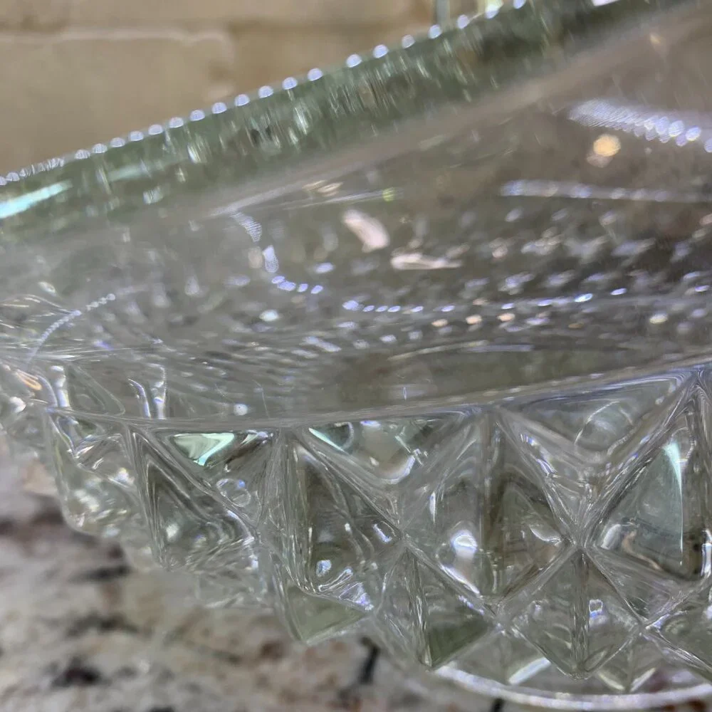 Vintage Tiara Glass Basket by Indiana in the Clear Diamond Point XLARGE